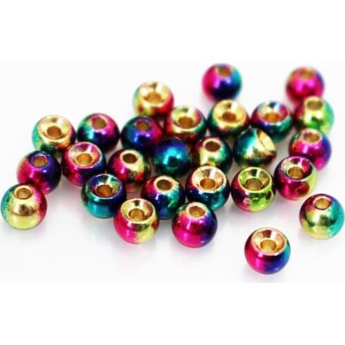 Tigofly 24 pcs/lot Rainbow Color Tungsten Beads 4.7mm Heavy Jig Nymph Head Fly Tying Weight Beads Materials