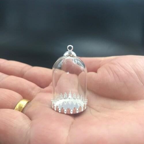 30x20mm Bell jar shape tube clear glass bubble bottle silver crown tray base cap for DIY necklace accessories findings wed decor