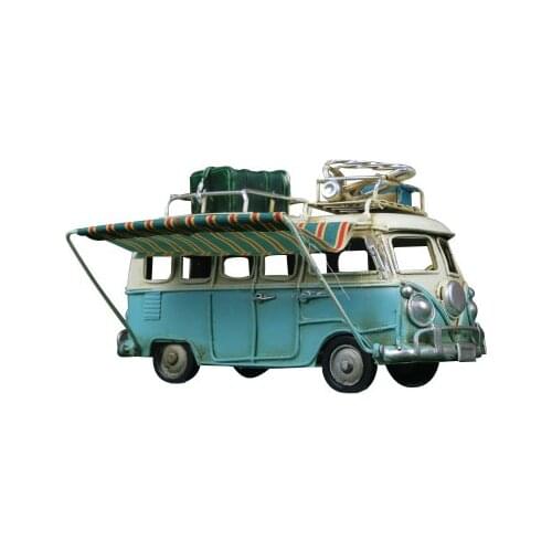 Home Decoration Classic Metal Bus Model Ornaments Antique Bus Figurines Metal Crafts Photography Props Kids Toys Birthday Gifts