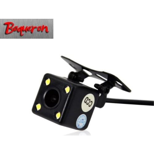 BOQUERON 170 Angle 4 LED Universal Square Reversing Parking Camera for Car/SUV/Truck/Bus/Jeep Installation with Accessories