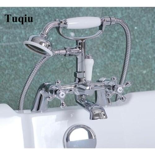 Vidric Decked America style brass chrome bathtub faucet set wall mounted shower faucet set exposed B&S faucet set