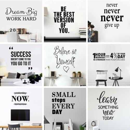 Motivational Phrases Quotes Sentences Home Vinyl Wall Sticker Decor For School Company Office Study Room Decoration Wall Decals