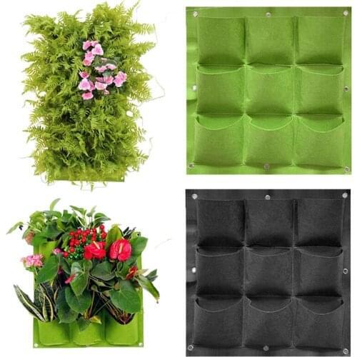 Green Black Grow Bags Planter Vertical Garden Greenhouses Flower Pot Seedling Wall Hanging Plant Pot Home Decor