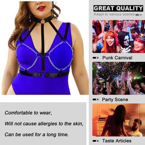 Chain Light Sexy Goth Suspenders Womens Underwear Stockings Plus Size Thigh Bands Erotic Lingerie Body Bandage Harness Garter