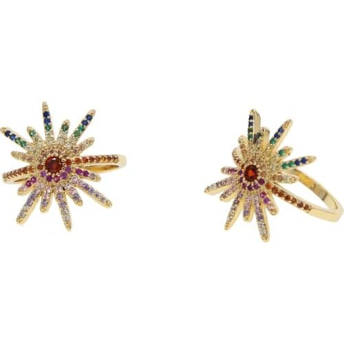 Gold filled colorful multi color cz jewelry statement Bohemia starburst cz trendy women rings