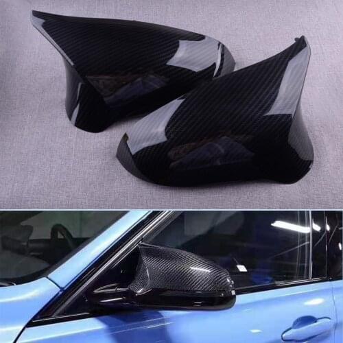 1 Pair Side Rearview Mirror Covers Caps Carbon Fiber Style Plastic LHD Fit for BMW F80 M3 F82 M4 M2 Competition 51168059547