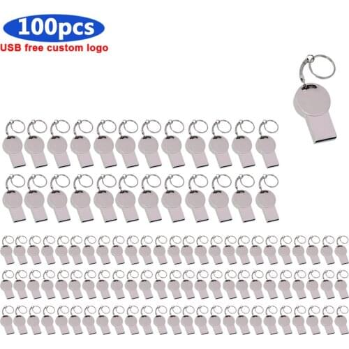 100pcs free logo Metal USB Flash Drive Super tiny Pen drive 4GB 8GB 16GB 32GB 64GB Pendrive Waterproof Audio TV USB Memory Stick