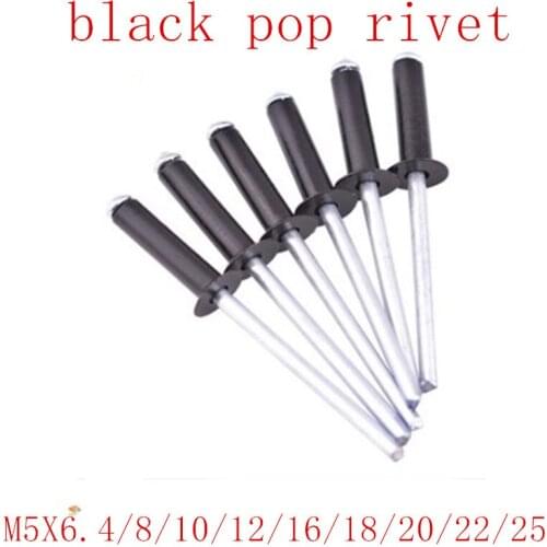 20PCS M5*6.4/8/10/12/14/16/18/20/25 black Aluminium Mushroon Head Break Mandrel Blind Rivets Nail Pop Rivets