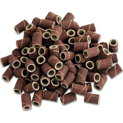 200pcs Kits Sanding Drum 180# 120# 80# Grit Replacement Bands Bit Dremel Machine For Art Nail File Drill Abrasive Sleeves Tools