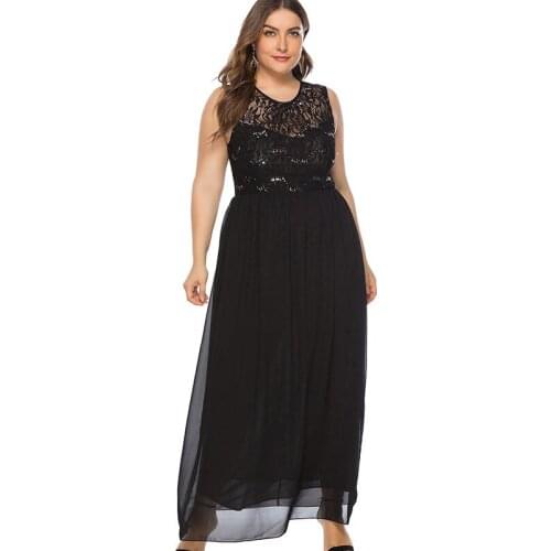 MK 2019 Summer new arrival Plus Size maxi lace dress woman party night fashion ladies black Sexy dress