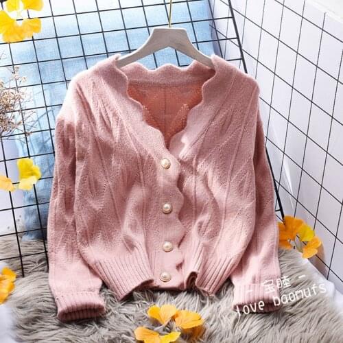 2021 Women Fall Winter New Sweet knitted Sweater Pullovers Female Knitted Solid Cardigan Shirts Lady knitting Jumper Tops Jacket