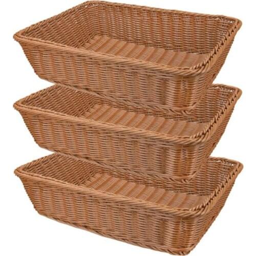 3 Pcs Wicker Rattan Woven Bread Baskets,Wicker Fruit Baskets,Hold Food, Display,Vegetables and Snacks Serving Baskets