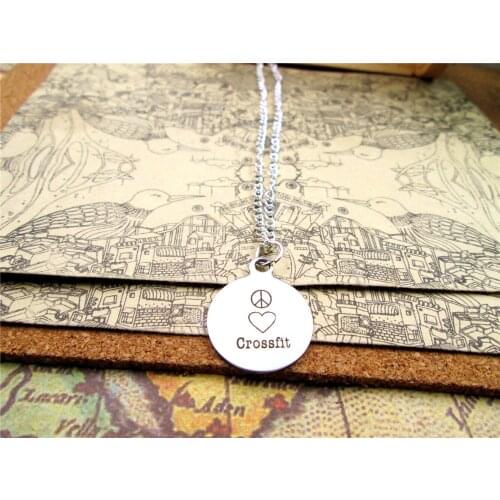 3pcs/lot Fashion stainless steel necklace "peace love crossfit" Charms Pendant necklace Jewelry Gift more style for choosing