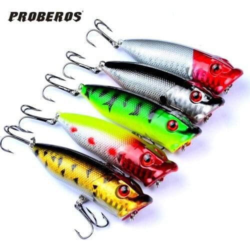 5pcs Minnow Fishing Lures 5 colors Popper Lure 2.9"-7.3cm/0.39oz-11g fishing Artificial bait 6# high carbon steel hook tackle