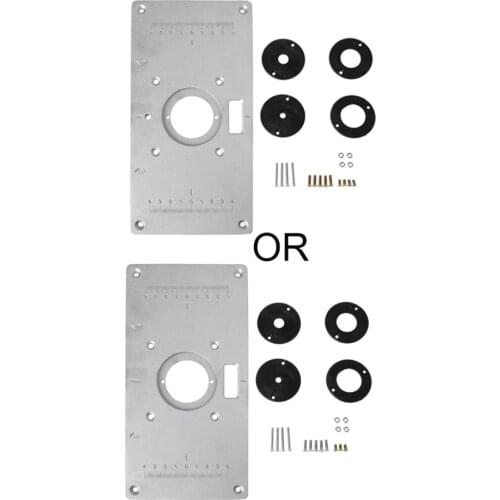 Aluminum Router Table Insert Plate w/ 4 Rings Screws For Woodworking Benches
