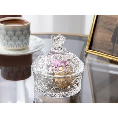 English Home Lisa Glass Sugar Bowl 8x8x9 cm Bowl Dish Candy Box Transparent Crystal Cap Chocolate Container breakfast Dishes Tableware