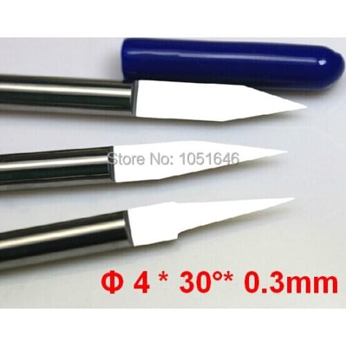 Free Shipping, 10 pcs/lot 4mm 30 Degree 0.3mm Flat Bottom Cutting Tool Bits, V Shape Carbide Engraving Tools Milling Cutters