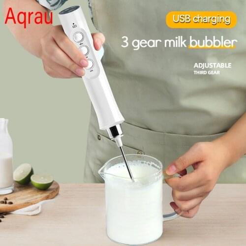 3 Speed Kitchen Milk Frother Egg Whisk Electric Blender Fruit Vegetable Juice Food Mixer USB Rechargeable Portable Hand Blenders
