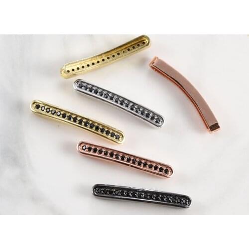 Strip Beads Micro Pave Cubic Zirconia Bead for Jewelry Bracelet DIY Hand Making