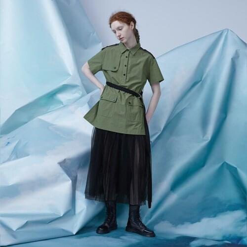 NEW COLLECTION 2020 tulle bottom patchwork safari style long dress