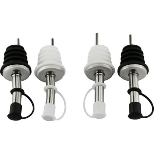4 Packs Leak-Proof Pour Spouts Stainless Steel Oils Dispenser Sets for Olive Oil, Wine, Vinegar, Soy Sauce Anti-Lost Lid