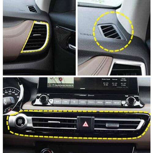 For Kia Seltos 2019 2020 2021 Carbon Style Upper Side Middle Console A/C Air Outlet Vent Frame Stickers Cover Trim Car Styling