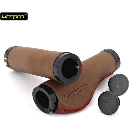 Litepro PU Leather Bicycle Grip Handlebar Grips Locked Folding Road Mountain Bike BMX Comfortable Handle Cover Bicycle Parts