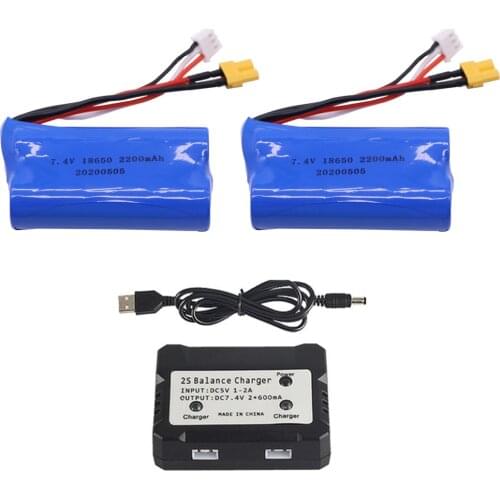 7.4V 2200mAh Lipo Battery XT30 plug and balance Charger for HUINA 580 1580 1583 1580-005 RC toys cars trucks accessory 18650 2S