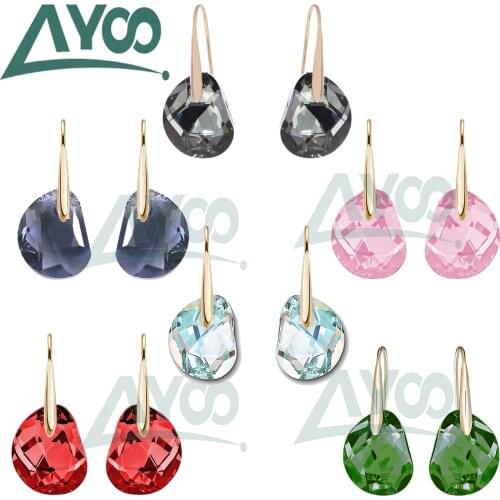 Fashion jewelry high quality new swa1:1 pea shaped crystal with perforated earrings and charming female earrings