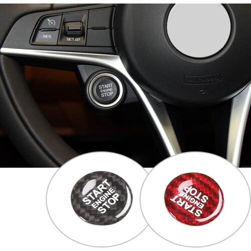 Real Carbon Fiber Car Engine Start Stop Button Cover Trim Stickers for Alfa Romeo Giulia Stelvio Accessories Car Styling