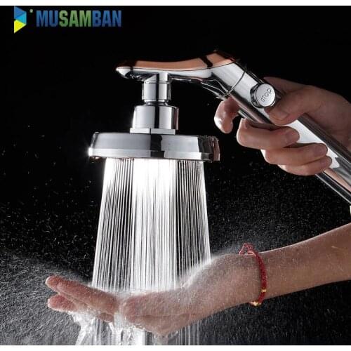 MUSAMBAN Shower Head Bathroom Rotating High Pressure Water Saving Handheld Shower Head Adjustable Stop Button Water Rain Shower