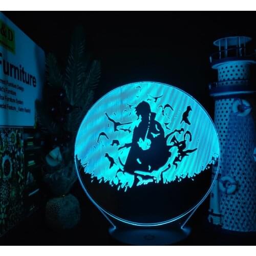 Naruto Uchiha Itachi 3D Night Lights Illusion Led Anime Figures Gift for Children Decor Home Lighting Color Changinf Lampara