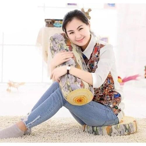 3D Novelty Stump Log Wood Throw Pillow Sycamore Tree Cushion Home Office Car Soft Decor