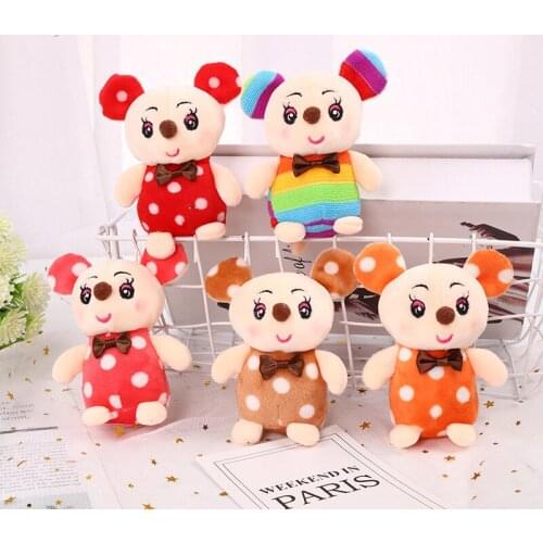 Hot new cute12cm plush mouse Polka dot pattern Portable Pendant soft good quality toy Bag decoration birthday christmas gift kid