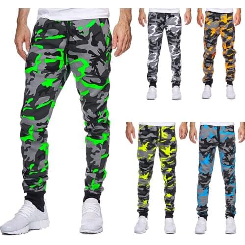 2021 Autumn and Winter New Mens Casual Camouflage Mid-Waist Printed Elastic Fabric Sports Jogger Pants