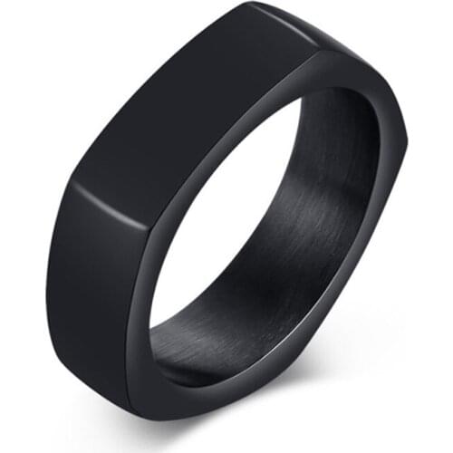 Sandy stainless steel graduation ring with sand surface, simple black mens ring