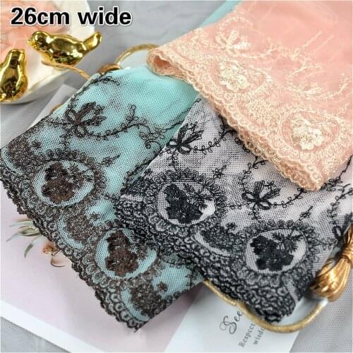 Widened Mesh Embroidered Tulle Lace Fabric DIY Ladies Collar Corsage Cuffs Personality Children Dress Skirt Sewing Material