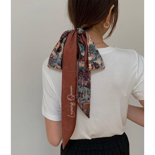 Ancient Chinese Skinny Bag Hair Scarf Hijab Scarf Bandana Foulard Silk Head Scarves for Ladies Fashion Hair Headband Headdress