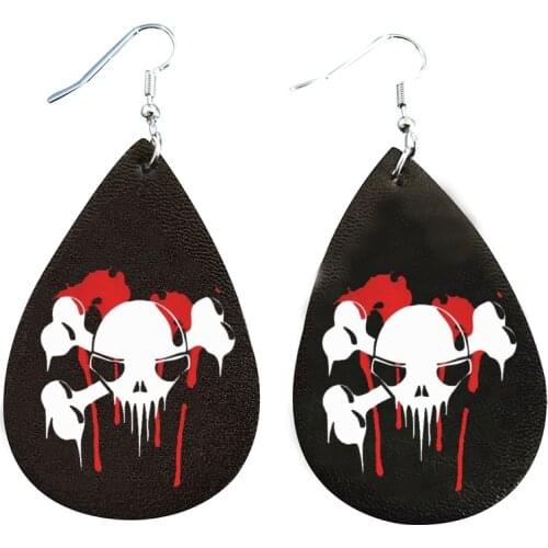 Halloween Earrings DIY Faux Leather Teardrop Earrings Nightmare Before Christmas Gifts & Merchandise Stay By Me Earrings