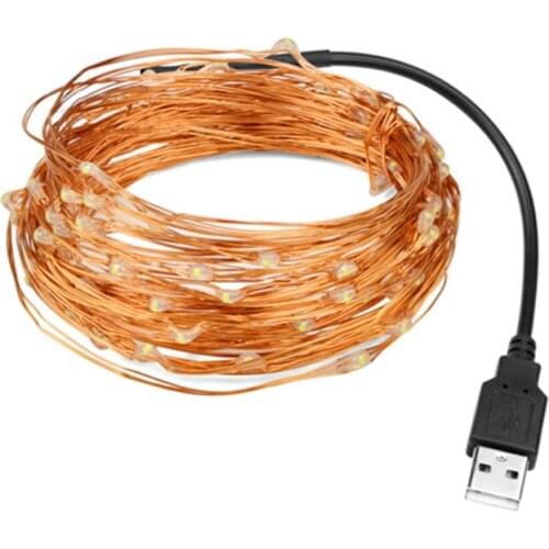 5M 10M USB Light Tira Led Strip Copper Wire Lamp String Bedroom Room Decor DIY Chirstmas Wedding Decoration Night Lights String