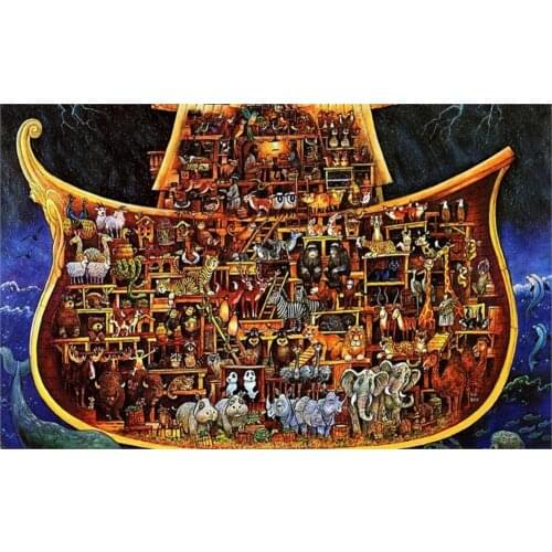 Living room home wall decoration fabric poster animal Noahs Ark Three