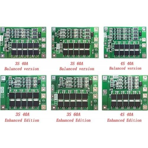 3S/4S 40A 60A Li-ion Lithium Battery Charger Protection Board 18650 BMS For Drill Motor 11.1V 12.6V/14.8V 16.8V Enhance/Balance