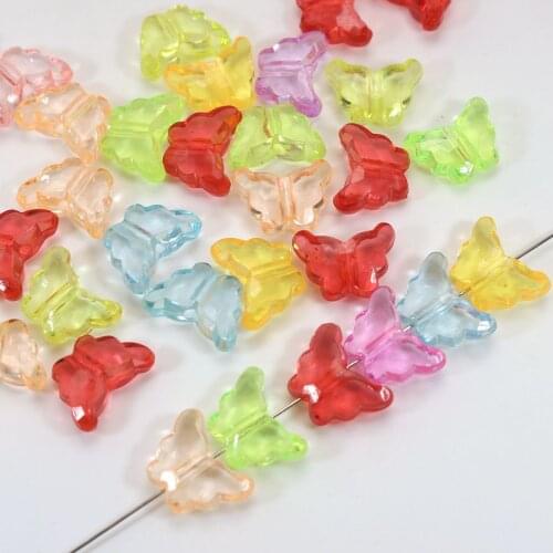 100 Mixed Colour Transparent Acrylic Faceted Butterfly Charm Beads 16X12mm