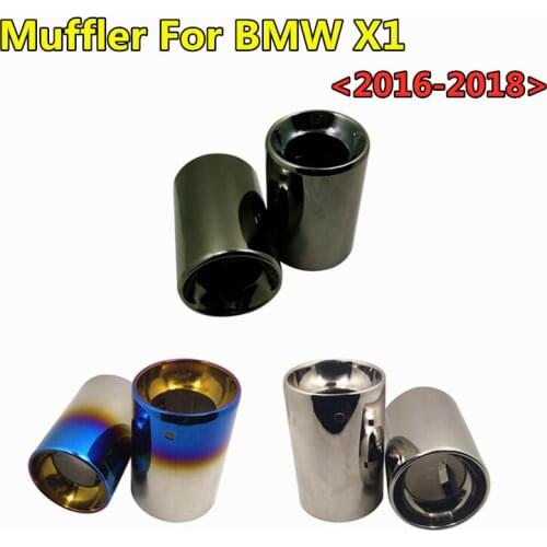 2pcs Car Exhaust End Pipe 87mm Diameter Muffler For BMW X1 2016 2017 2018 Stainless Steel Decoration Modification Tail Throat