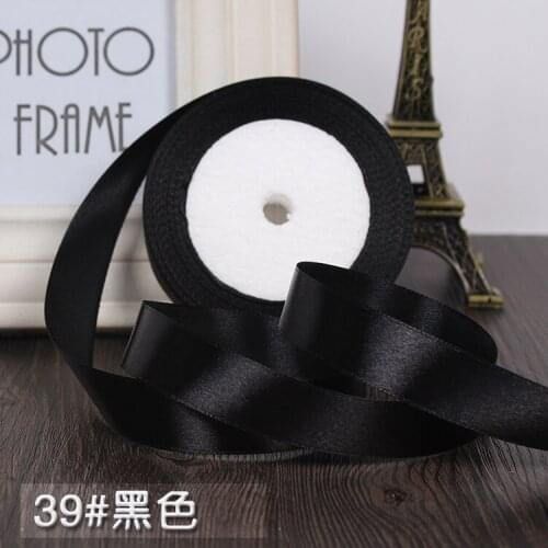 20mm 25 Yard Black Silk Satin Ribbon 22M Wedding Party Decoration Invitation Card Gift Wrapping Scrapbooking Supplies Riband