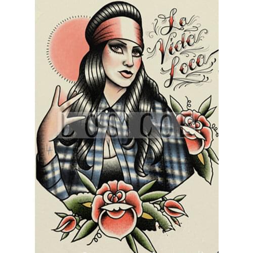 30X42 CM Tattoo Design Manuscript Painting Wall Art Retro Kraft Poster Wall Sticker Barber Shop Home Decor DR