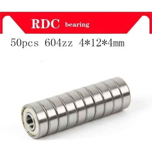 50pcs/Lot ABEC-5 604ZZ 604Z 604-2Z 604 ZZ 4x12x4mm Mini Miniature Metal Sealed High quality Deep groove Ball Bearing