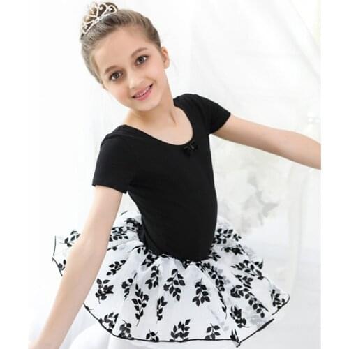 Ballet dress Girls ballerina black swan ballet costume cotton classic leotard ballerina flocking tulle tutu dance dress