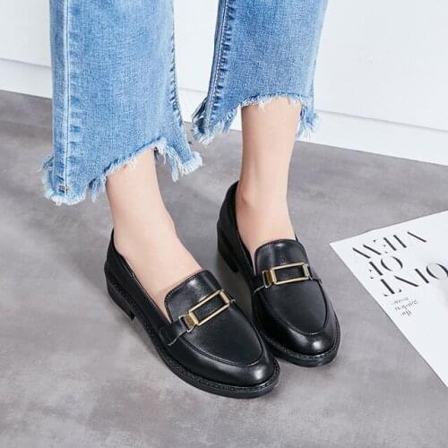 European and American fashion womens shoes retro loaferflate small leather shoes light-mouthed single shoes