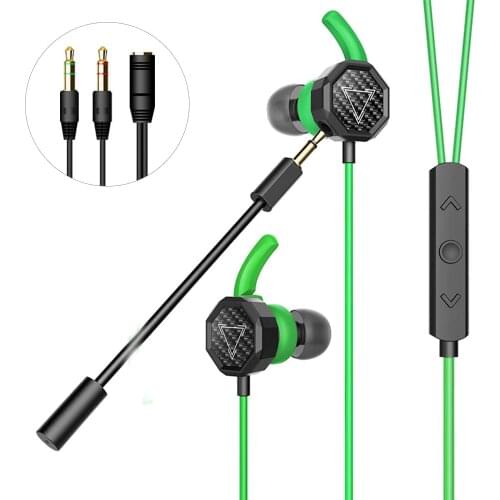 GGMM Phone Gaming Headset In-Ear 3.5mm 10mm Driver Earphone Earbud With Dual Microphone Audio Splitter For PC/PS4/Xbox Gamer Red